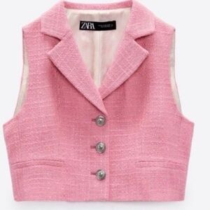 Zara Pink Tweed Vest